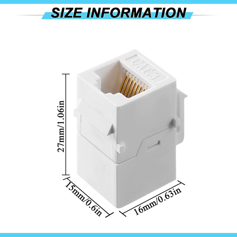Weewooday Cat3 Telephone Jack Phone Line Connector Coupler Phone Female to Female Telephone Jack Coupler (white, 40 Pieces) White