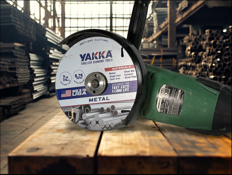 Yakka 7 Inch Metal Cutting Segmented Diamond Blade cuts a Wide Range of Metals, Made with Advanced Electroplating Technology for a Long Life & Comes with 7/8 inch Arbor & 5/8 inch Reducer Ring 7.0"