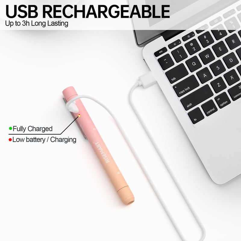 Rechargeable Pen Light for Nurses and Doctors – LED Medical Penlight with USB Charging, Dual Light Modes, Durable Clip – Ideal Gift for Graduation, Night Shift, Clinical Use – Orange Pink Gradient Pink orange gradient