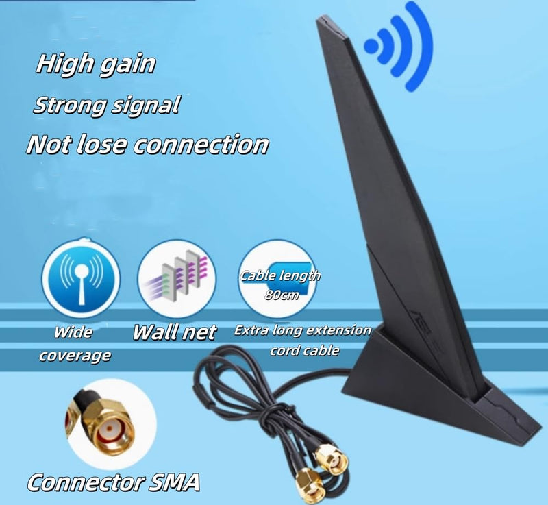 External WiFi 6 6E Antenna 2.4G/5G Magnetic Base Antenna PC Desktop Computer for Asus Rog Strix Z690 B460 B360 H610 H670 M13H M12 M11 WiFi 2T2R Motherboard Card (Cable 80cm/2.7ft)