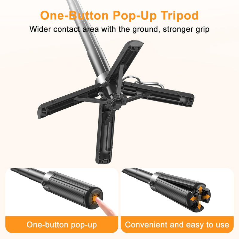 Upgrated 5-in-1 Magnetic Selfie Stick with Remote for Cell Phone 360° Rotation.Can Transforms into Mini Tripod/Camera Grip/Handheld Stabilizer/Phone Stand.Extend to 25 inches Black