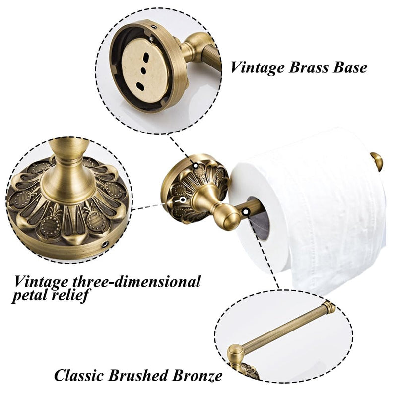 Antique Toilet Roll Holder Brass Material Toilet Paper Holder for Loo Roll Bathroom Paper Tissue Bar 20cm for Bathroom Toilet Paper Storage Brush Bronze … (Brush Bronze)