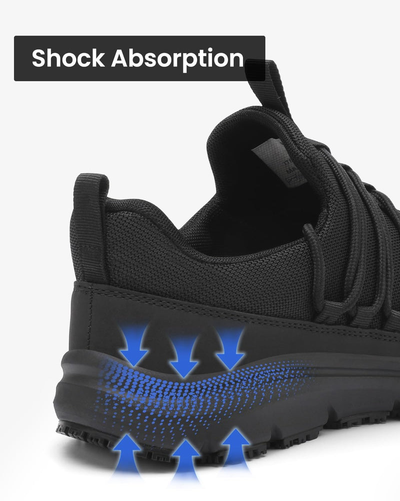VikoViren Non Slip Work Shoes for Men Restaurant or Food Service Sneakers Breathable Lightweight Water Resistant Walking Shoes Chef Kitchen Footwear 10 Black