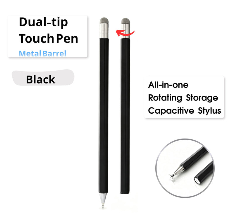 2-in-1 Rotatable Stylus Pen for Samsung Galaxy Z Fold 8/Z Fold8 Ultra Pen | Retractable Disc Tip Stylus Pen, No Charging Stylus, Aluminum Alloy Stylus, Universal Capacitive Pen Black