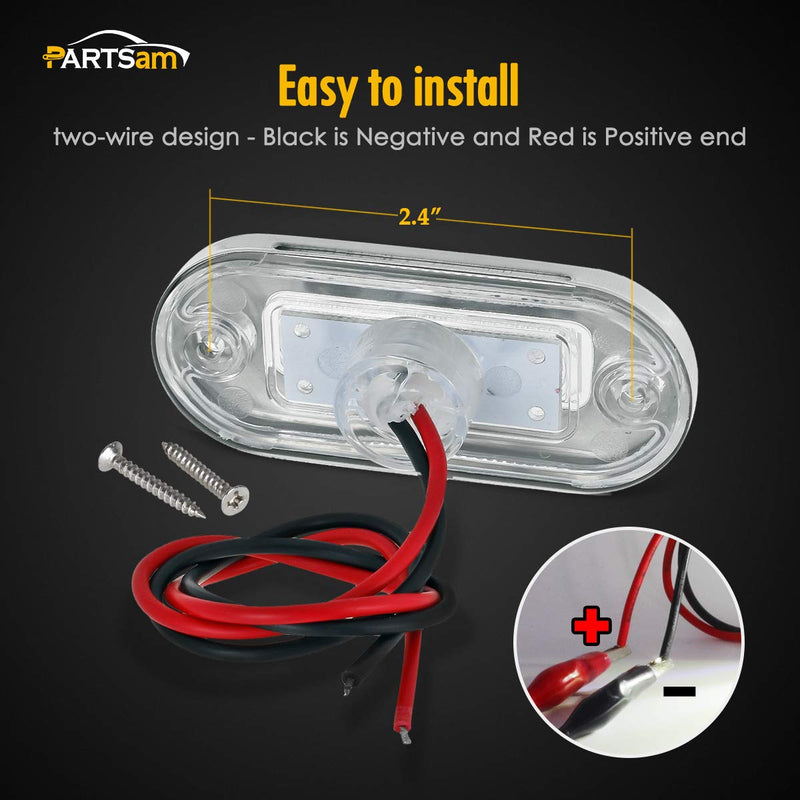Partsam 4pcs 3" Blue LED Oblong Courtesy Light for Marine Deck Transom Stern, Yacht, Pontoon, Fishing Boat, Kayak, Sailboat - Sealed Cabin Lights, 12V, Clear Lens, Surface Mount