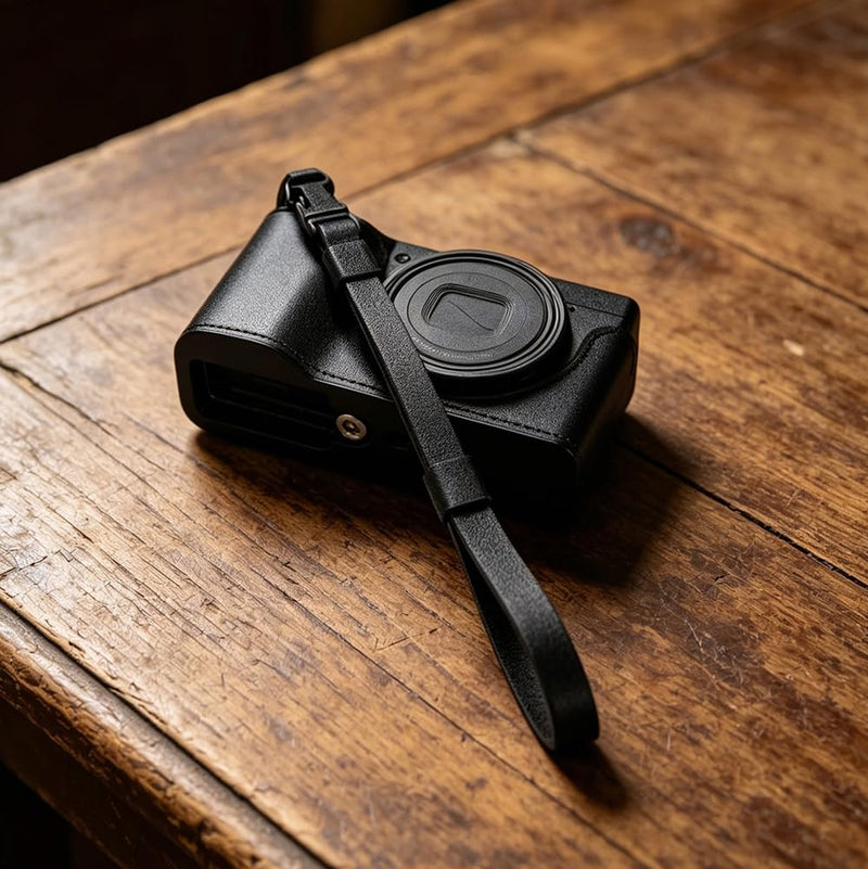 Nappa Leather Quick Release Camera Wrist Strap | Genuine Nappa leather with a soft, lightweight feel and secure quick release; fits most compact cameras. Black
