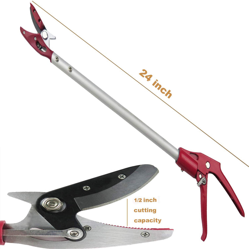 2 Feet Cut and Hold Tree Pruner, Rotation Pole Tree Trimming, Short Reach Fruit Picker, Branches Bypass Lopper 2 Feet Cut and Hold Pruner