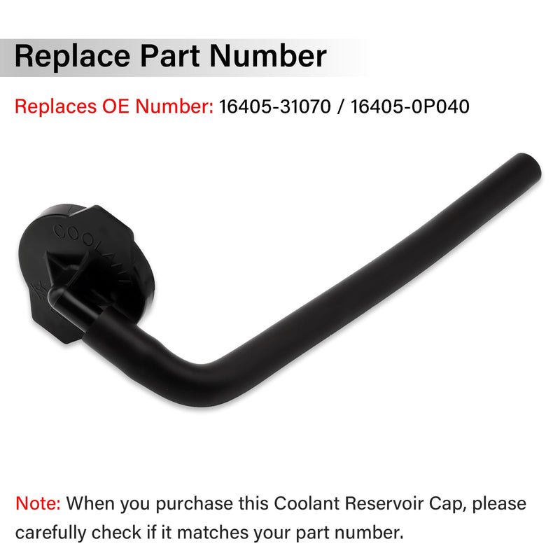 16405-0P040 Coolant Reservoir Cap, Compatible with 2011-2017 Toyota Sienna, 2010-2015 Lexus RX350 RX450h Replaces 16405-31070