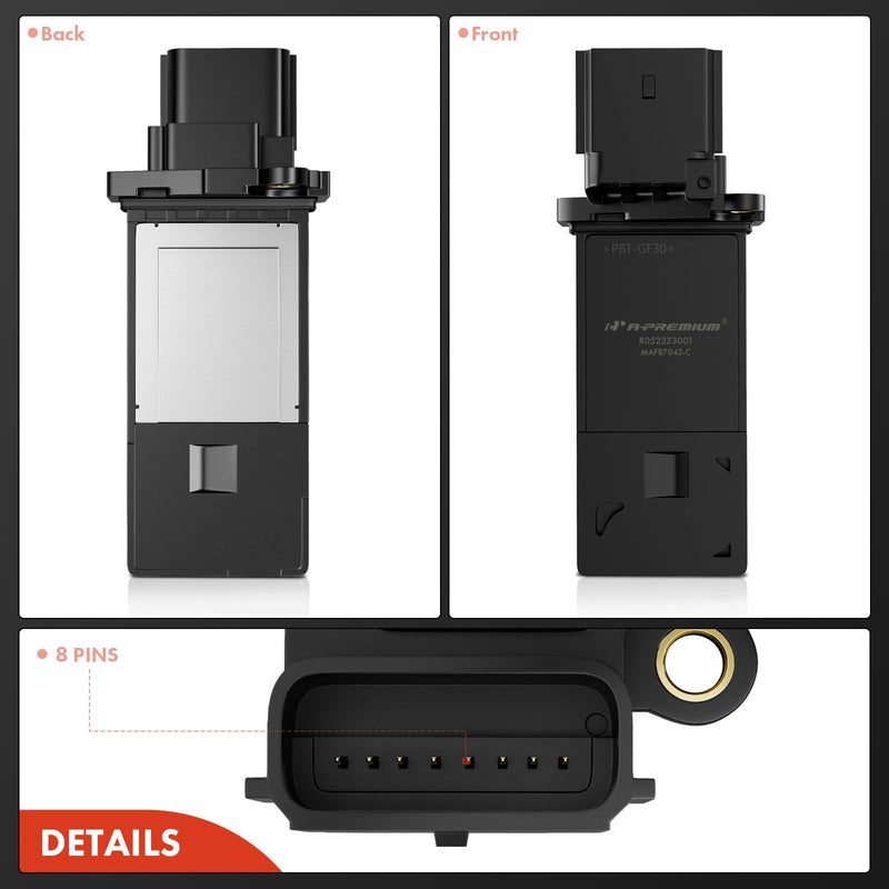 A-Premium Mass Air Flow Sensor Compatible with Buick, Cadillac, Chevy & GMC Vehicles - 2012-2019 - Silverado 1500, Equinox, Sierra 1500, Malibu, Traverse, Impala, Tahoe & More, Replace Part# 23262343