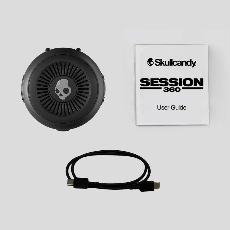 Skullcandy Session 360 Portable Lightweight Bluetooth Speaker - True Black | Waterproof, Dustproof, 20 Hours of Playtime, Built for Home, Outdoors, Party, Travel, Big Sound, iPhone Android Compatible