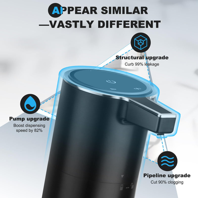 Automatic Soap Dispenser Liquid Touchless: 13.52oz/400ml Wall USB Rechargeable - 4-Level Adjustable Modern Electric Hand Soap Dispenser - Kitchen Bathroom Kids Family Black Black Gel Typ