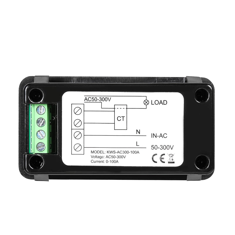 Jadeshay Digital Voltmeter Ammeter Multimeter Panel, AC 50-300V 0-100A LCD Voltage Current Meter Power Energy Meter with Closed Transformer KWS-AC300