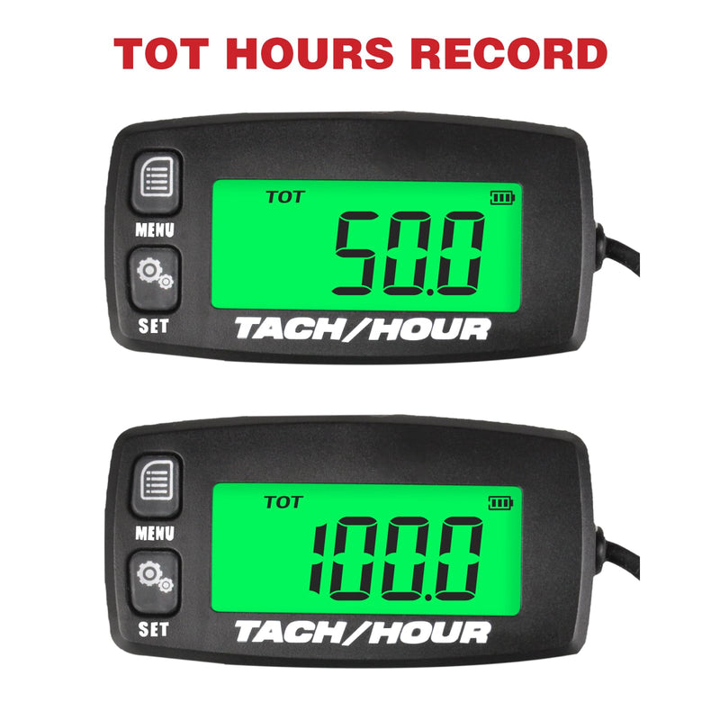 Digital Tachometer, Digital Hour Meter, Used for Lawn mowers, Motorcycles, Tractors, generators, Outboard ATVs, Snow blowers, etc., Maintenance Reminders,Replaceable Battery