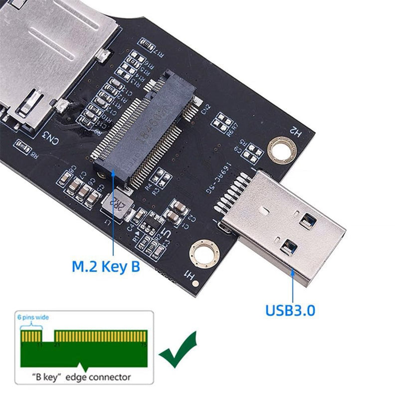 NFHK NGFF M.2 Key-B WWAN to USB 3.0 Adapter Riser Card w SIM Slot for 3G/4G/5G LTE Wireless Module Modem Card B-Key LTE to USB3.0