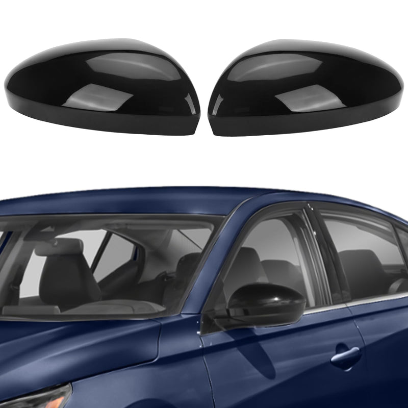 Glossy Black Direct Replacement Mirror Cover for 2019-2025 Nissan Altima, OEM #: 96374-6CA9A, Directly Replace Style, Not Sticker Style (Black) Black-Pair