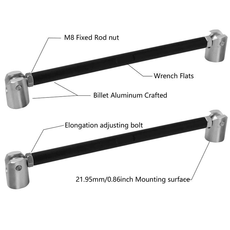 STETION Universal Splitter Strut Rods 11'' - 12.7'' Length Front Bumper Lip Support Strut Rod Tie Bars Fit Most Vehicles (11'' - 12.7'' Length)