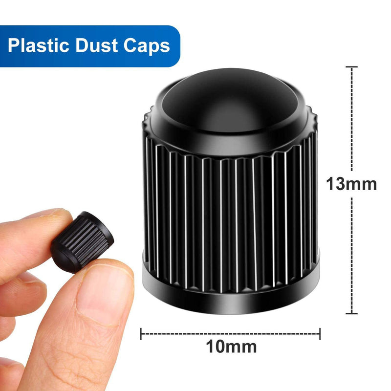 Tire Valve Stem Caps The Upgraded Version has a Sealing Ring for Car, Motorbike, Trucks, Bike, Bicycle （Black） (24) 24 Pack-Black
