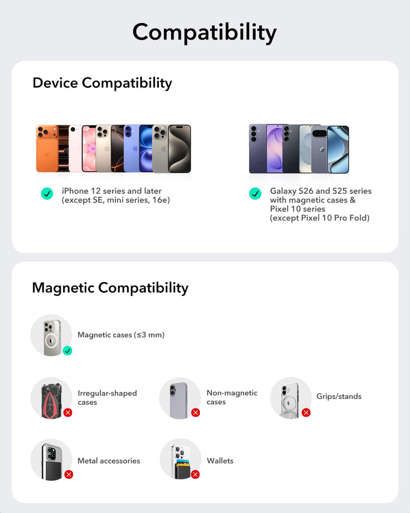 ESR for MagSafe Car Mount Charger 15W with CryoBoost for iPhone 17-12 | Phone Cooling Magnetic Wireless Car Charger, Air Vent & Dashboard Mount, Fast Charger for, S26/S25, Pixel 10
