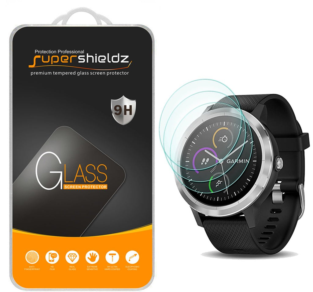 Supershieldz (3 Pack) Designed for Garmin (Vivoactive 3) (Not Fit for Vivoactive 3 Music) Tempered Glass Screen Protector, Anti Scratch, Bubble Free