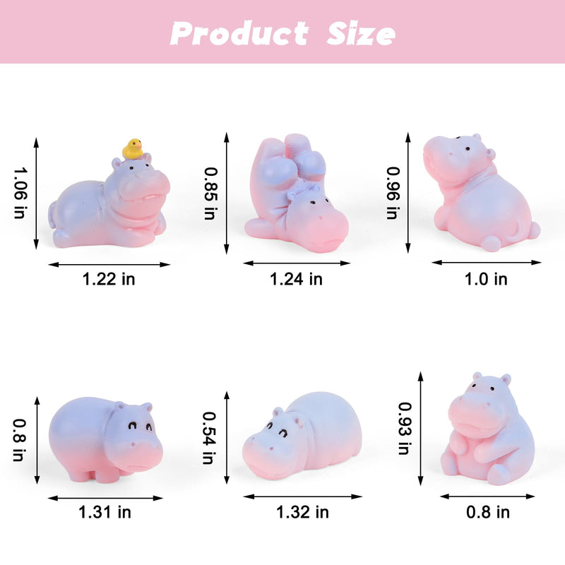 YGMONER Mini Hippopotamus Car Dashboard Figurines Set of 6 Cute 1inch Hippo Car Decorations Kawaii Car Interior Decor Accessories Gifts for Hippo Lover