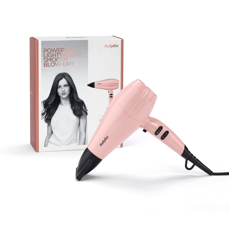  [AUSTRALIA] - BaByliss Rose Blush 2200W Hair Dryer, Powerful Drying, Ionic, Lightweight Hair Dryer, Pink Single