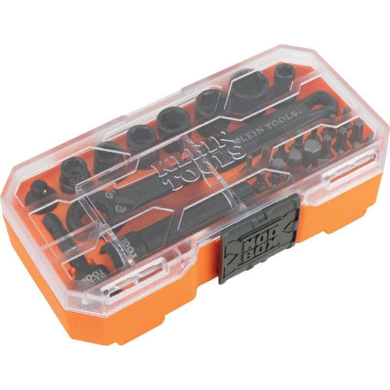 Klein Tools 65300 KNECT 32-Piece Pass Through Socket Set, SAE Impact Socket Set with MODbox Case, 1/4-Inch Drive, Sockets, Bits and Accessories Pass Through Kit