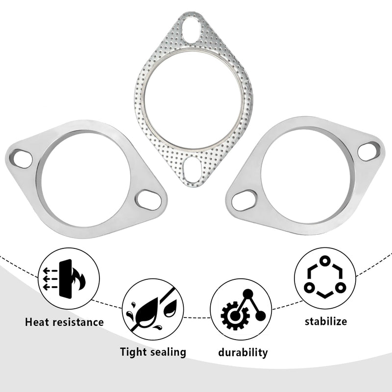 2-Bolt 2.5 Inch Exhaust Flange Repair Kit,Stainless Steel Exhaust System Kit with Exhaust Gasket & Exhaust Bolts,Exhaust Pipe Flange Gasket for Automotive Replacement Exhaust Flanges (2.5") 2.5"