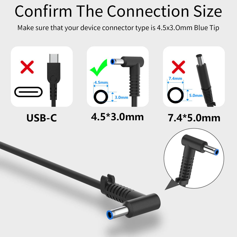 90W 4.62A 4.5mm Blue Tip Laptop Charger Compatible with HP Spectre X360 13 15 Envy 14 15 17 TouchSmart M6 M7 15-j 17-j Series 710412-001 710413-001 710414-001 Adapter Power Supply Cord 90W