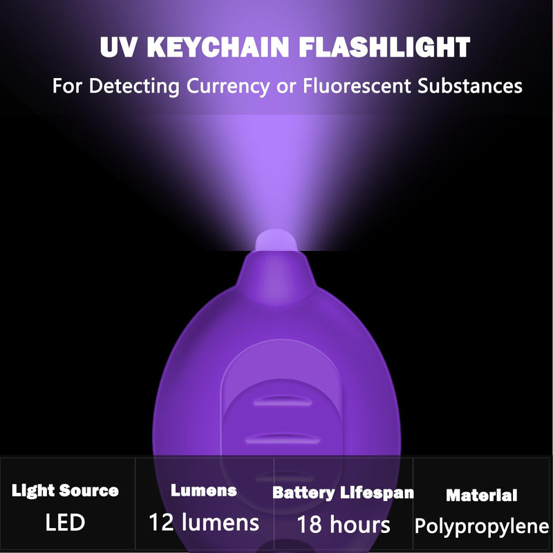 395nm UV Flashlight Mini Keychain Purple - Portable UV Black Light with 2X CR1220 Batteries, Compact Leak & Stain Detector for Home, Travel, Outdoors (100 Units) 100