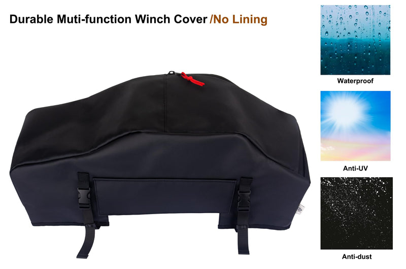 Winch Cover, High Quality UV-resistant Waterproof Winch Protective Cover, Indoor/Outdoor Winch Accessories, Weather Resistant Dust Cover for Electric Winches 8000-12000 lbs up to 13500 lbs (black) Portable Winch Cover