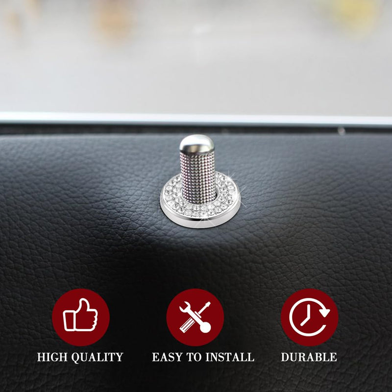 4PCS Bling Car Door Lock Inner Stickers, Bling Car Inner Door Lock Sparkle Stickers, Rhinestones Pull Rod Bolt Decorations Car Interior Accessories for Mercedes Benz C Class C200L GLC260 White