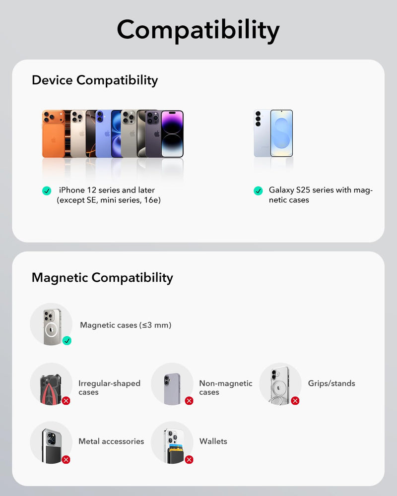 ESR for MagSafe Car Mount Charger with CryoBoost, with 36W Car Adapter | Magnetic Wireless Car Charger, for MagSafe Car Charging, for iPhone 17-12, S26/S25, Fast Phone Cooling Charging Set