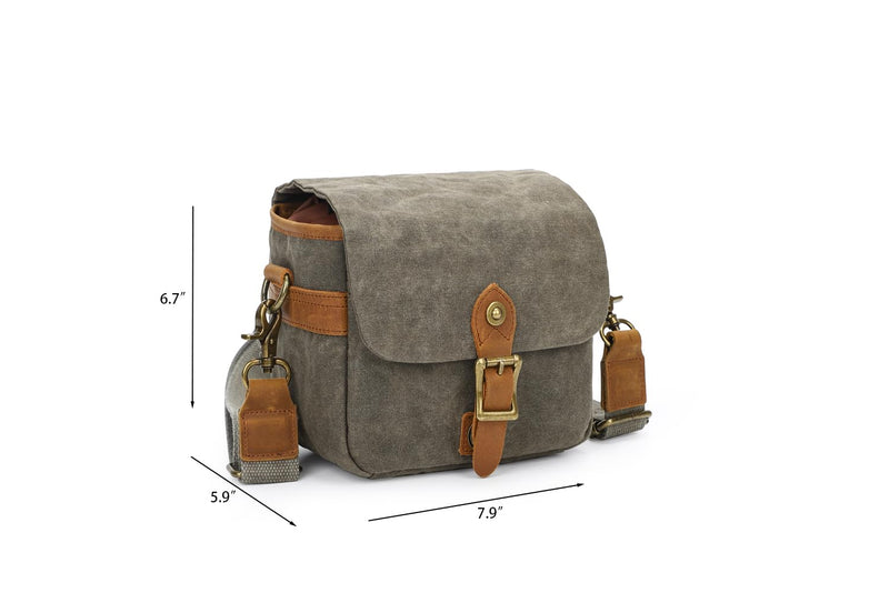 Vintage Canvas DSLR/SLR Camera Bag - Thick Protective Case for Camera and Lens - Water Resistant - Sling Shoulder Bag for Photography, Hiking, Shooting, and Traveling(Army Green) Army Green