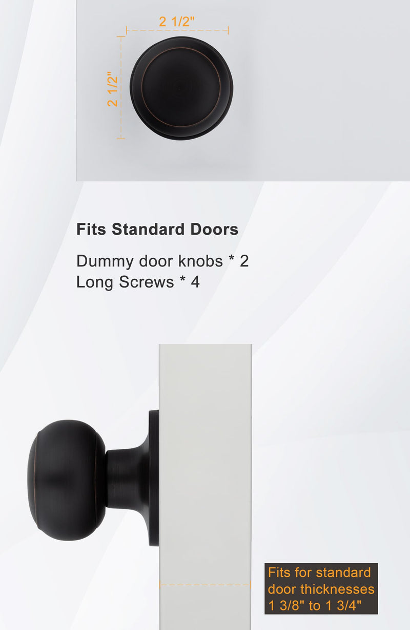 Goldenwarm 2 Pieces Oil-Rubbed Bronze Dummy Door Knobs, Inactive Half No-Turning Door Dummy Knob, Bronze Dummy Knobs for Closet Doors（1 Pack） Oil Rubbed Bronze 1