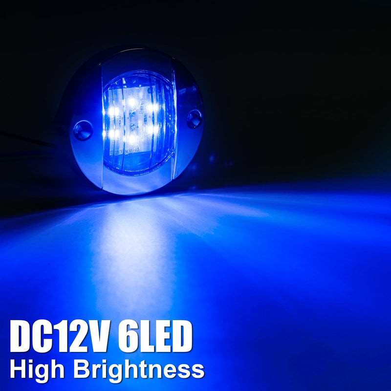 12Pack DC12V 3" Round Marine Boat LED Navigation Lights Stern Anchor Transom Deck Courtesy Light Interior Lamp Waterproof for Pontoon Kayak Sailboat Fishing Boat - Blue