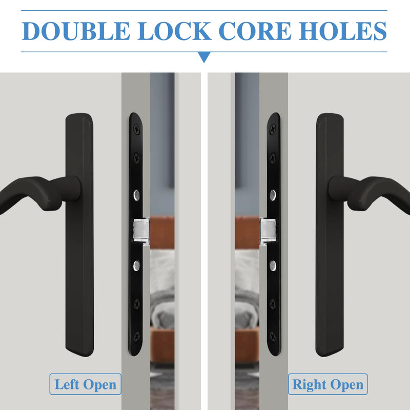 2 Point Bolt Mortise Lock Set Storm Door Fits Pella Handleset, Storm Door Lock Replacement Parts, Black Face Plate