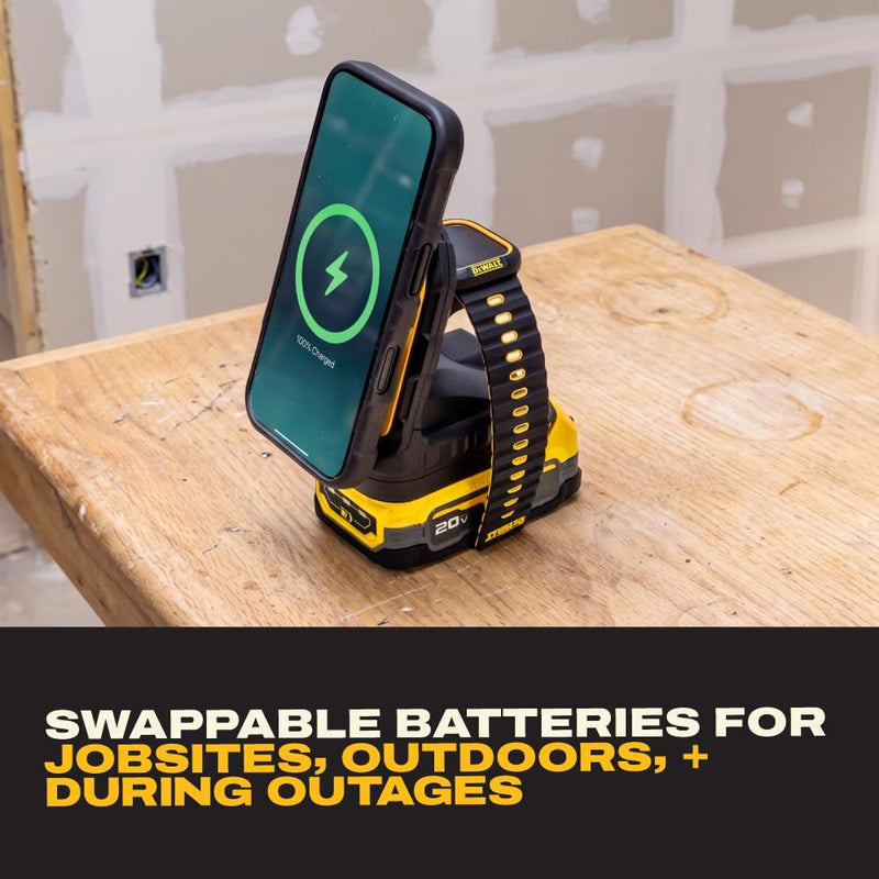 DEWALT 2-in-1 Magnetic Wireless Charger for Phone & Apple Watch – Compatible with 20V MAX Batteries, MagSafe Charging Stand, USB-C Powered, Portable Wireless Charging Station (Battery Sold Separately) 2-in-1 Charger