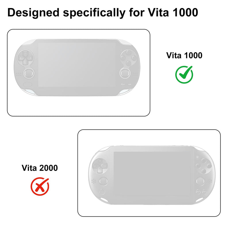 Clear Crystal Hard Shell Case Set for Vita 1000 PCH-1000 Game Console, Clear Protective Case with Tempered Glass Protective Films & Joystick Caps for Retro Game Enthusiasts