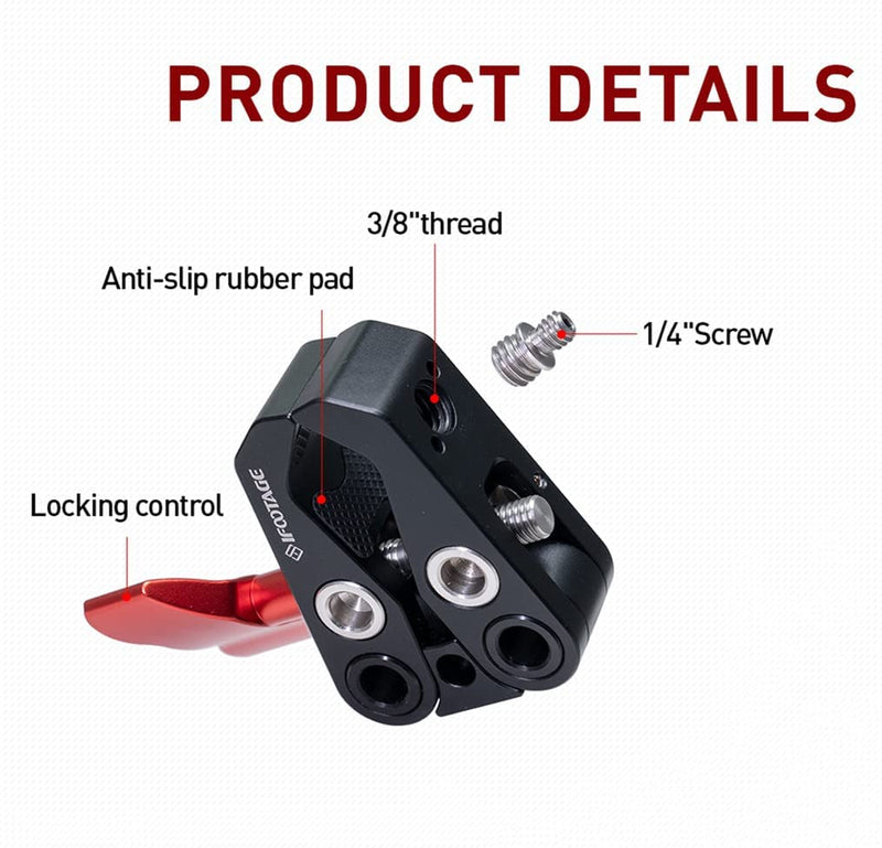 IFOOTAGE Pipe Clamp PC-01, Black C Clamp for DSLR Camera Rig, LED Lights, Flash Light, LCD Monitor