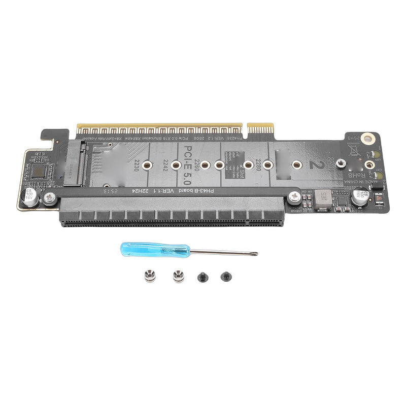 PCIe 5.0 X16 to Dual M.2 M Key Adapter Card, .2 PCIe NVMe Expansion Card, Supports X8 X4 X4 Split, to Adapter for High Speed SSD Expansion