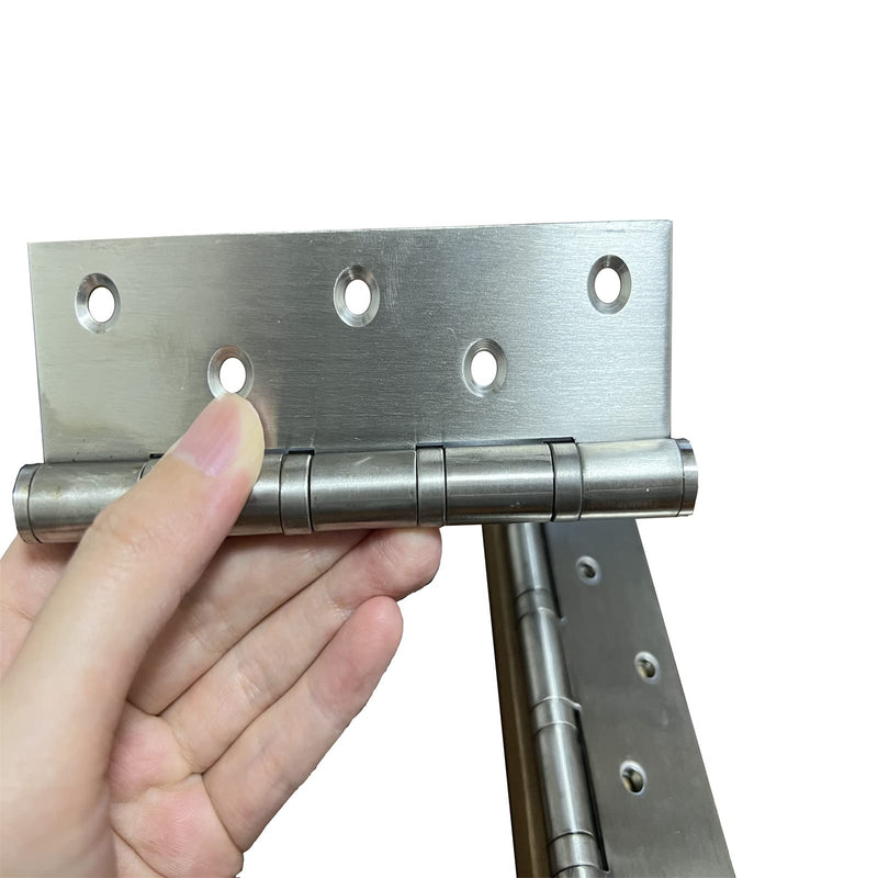 Stainless Steel 304 Door Hinges, 5 inch x 3 inch Heavy Duty Ball Bearing Non Removable Pin for Salty Residential Environment Exterior and Interior Doors Swing with Square Corner-2 Pack (2, Silver) 2