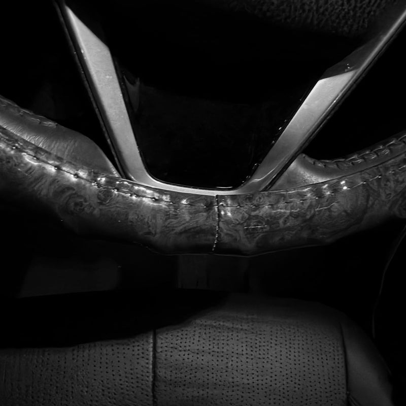 Wood Grain Steering Wheel Cover - Comfortable Grip, Artistic Design, Easy to Install, Universal Fit for Cars, Trucks, Vans & SUVs (Black) BLACK
