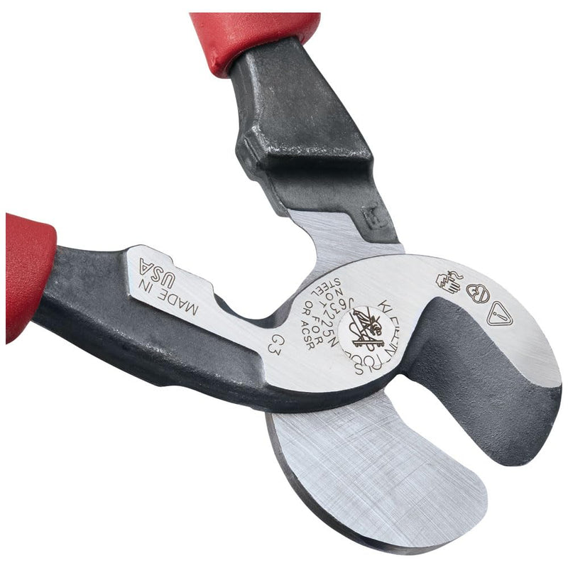 Klein Tools J63225N Cable Cutter, Made in USA, Journeyman High-Leverage Wire Cutter and Stripper for Cutting Aluminum, Soft Copper and Communications Cable Cutter / Stripper