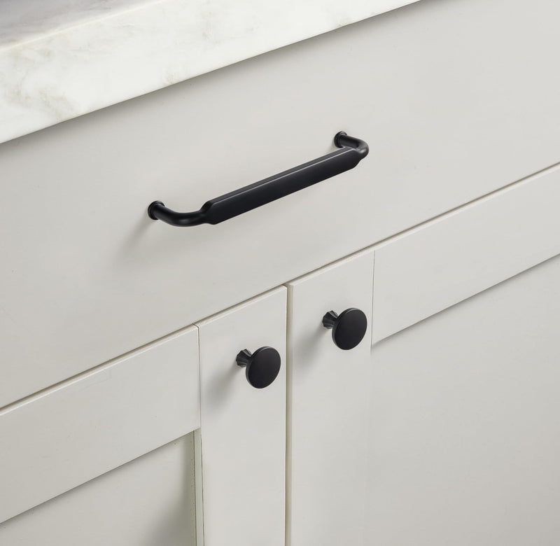 Goo-Ki 6 Pack Cabinet Knobs Matte Black Zinc Alloy Kitchen Drawer Knobs 2202-B-DAN