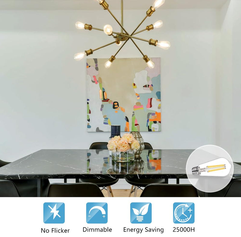 BORT ST58/ST19 Vintage LED Edison Bulbs, 6W Equivalent 60W Filament Light Bulbs, Dimmable 700LM, E26 Base LED Bulbs, Clear Plastic (Daylight White, 12 Pack) Daylight White