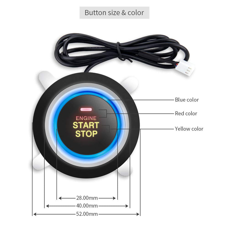  [AUSTRALIA] - EASYGUARD EC004 Smart RFID Push Engine Start Button kit & Keyless Go System Upgrade Key Start to Push Start Cars Fits for Most DC12V Cars