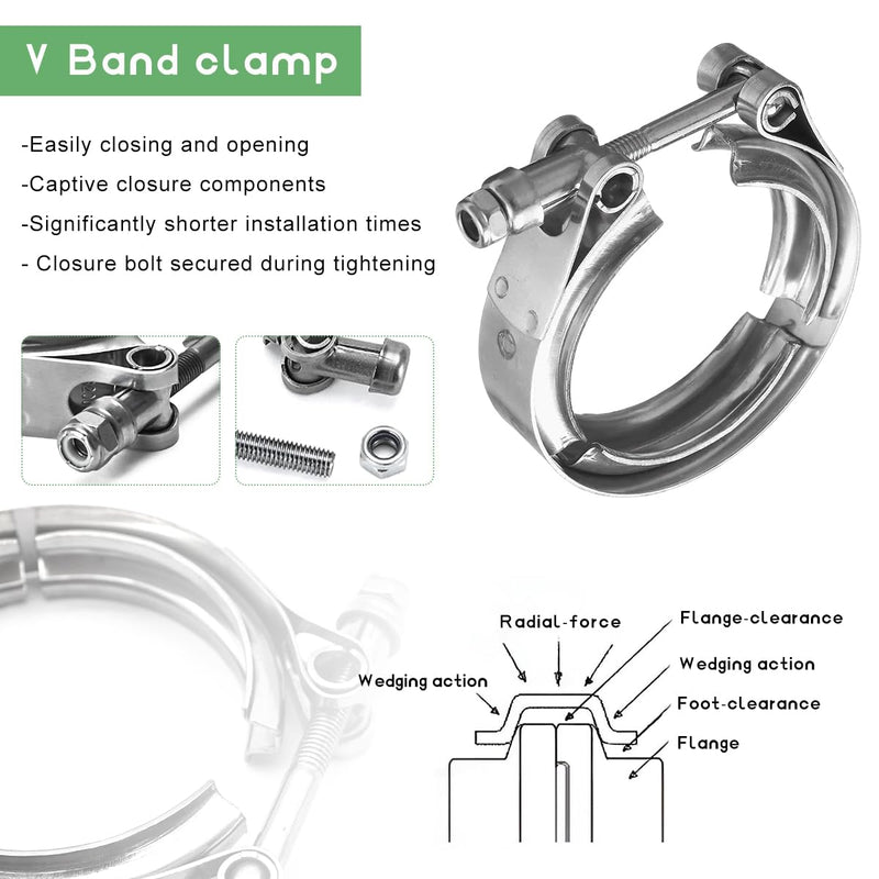 4 Inch V Band Clamp,Male Female 304 Stainless Steel Quick Release Flange Exhaust Clamp, V-Band for Pickup Truck Turbo Downpipe Exchange Exhaust Systems, Car Accessories 4 Inches
