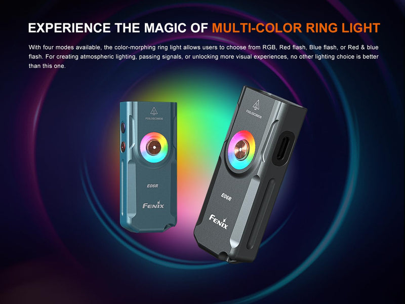Fenix E06R 700 Lumen USB Rechargeable LED Keychain Flashlight/UV/Blacklight with EdisonBright Accessory case Bundle (Grey) Gray