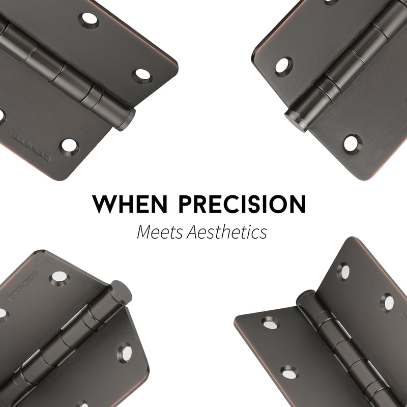 goldenwarm 3 Pack 304 Stainless Steel Door Hinges, Oil Rubbded Bronze Non Removable Pin Heavy Duty Ball Bearing Door Hinges 3.5 Inch, Commercial and Residential Door Hardware, with 1/4 Inch Radius 1/4" Radius Corner Oil Rubbed Bronze