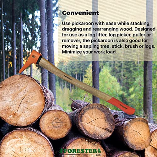 FORESTER Pickaroon Logging Tool | USA Hickory Handle | Hookaroon Logging Tool | Log Roller Tool & Forestry Tools for Dragging and Stacking Logs 36" Original